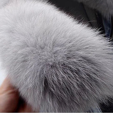 2026 New Women Faux Fox Fur Collar Jean Coat Winter Jacket Female Short Warm Parkas Rabbit Hair Lining Outwear Fashion Overcoat