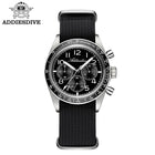 ADDIESDIVE Men's Chronograph Quartz Watch 37mm Bubble Glass 100m Waterproof Watches Ceramic Bezel BGW9 Luminous Sport Wristwatch