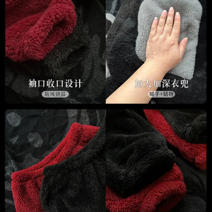 Virtual Alice Dark Gothic Demon Death Skull Horned Hooded Robe Thickened Coral Fleece Winter Warm Long Sleepwear Loungewear