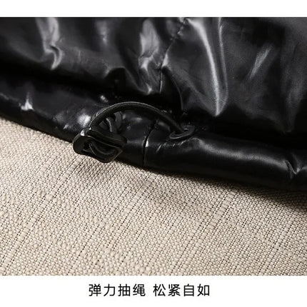 New Winter Bright Down Men Fashion Casual Parkas Coat Thick Warm Glossy White Duck Zipper Male Shiny Hooded Youth Women Jacket