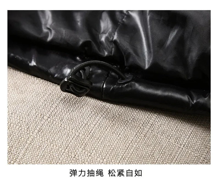 New Winter Bright Down Men Fashion Casual Parkas Coat Thick Warm Glossy White Duck Zipper Male Shiny Hooded Youth Women Jacket