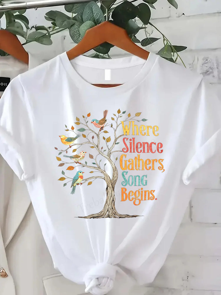 Comoda maglietta con stampa da donna T-shirt floreale Harvest the Moments |   Maglietta da donna ispirata all'autunno