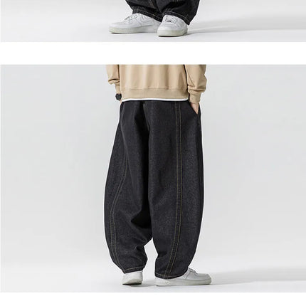 Jeans Dritti da Uomo Primavera Autunno Stile Retrò Casual High Street Gamba Larga Pantaloni in Denim Uomo Hip Hop Oversize Streetwear