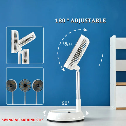Ventilatore Portatile Oscillante da Terra HOMEFISH con Telecomando, Pieghevole, Ricaricabile a Batteria, per Campeggio