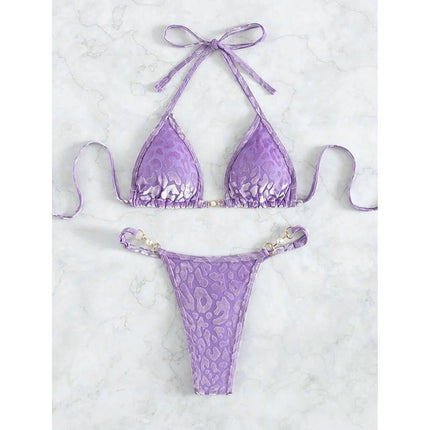 S-XL Leopard Halter Mini Micro Perizoma Bikini Donna Costumi da bagno Costume da bagno femminile Bikini a due pezzi Bagnante Costume da bagno Swim V5207 platinumshop