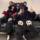 DAIMELU hooded male pajamas set men's cartoon winter thickened coral fleece flannel boy one-piece loungewear suit sleepwear