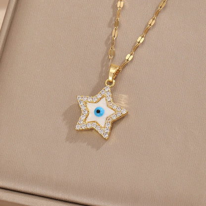 Collana personalizzata da donna con occhio del diavolo, catena clavicola in acciaio inossidabile avanzata e versatile, alla moda ed elegante