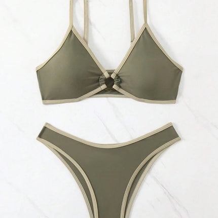 Micro Bikini Halter da Donna 2026 - Costume da Bagno Sexy Brasiliano con Perizoma - Set Bikini Blu da Spiaggia Femminile