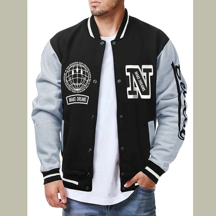 American Hip Hop Baseball Jersey Jacket Man Letter Splicing Embroidery Baseball Uniform Autumn Anti-Wind Bomber Coat Men Clothes