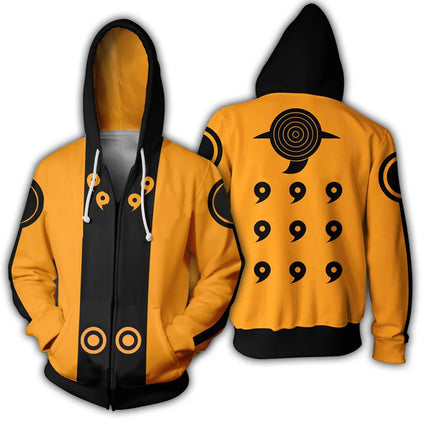 Anime Narutos Zipper Hoodie Cosplay Peripheral Digital Printing Hooded Cardigan Adults Children Daily Necessities