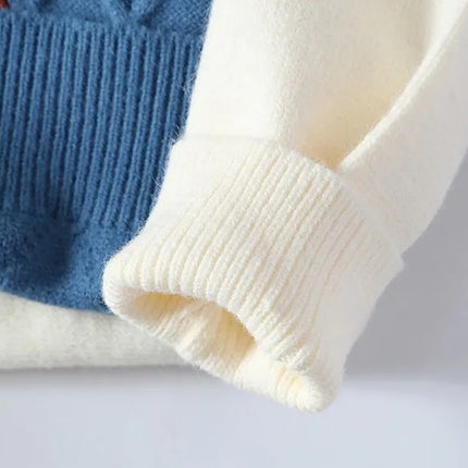 2024 Patchwork Knitted Sweater Trend High Street Autumn Winter Warm Men's Tops Hip-hop Street Clothing Fishing Sports Pullover