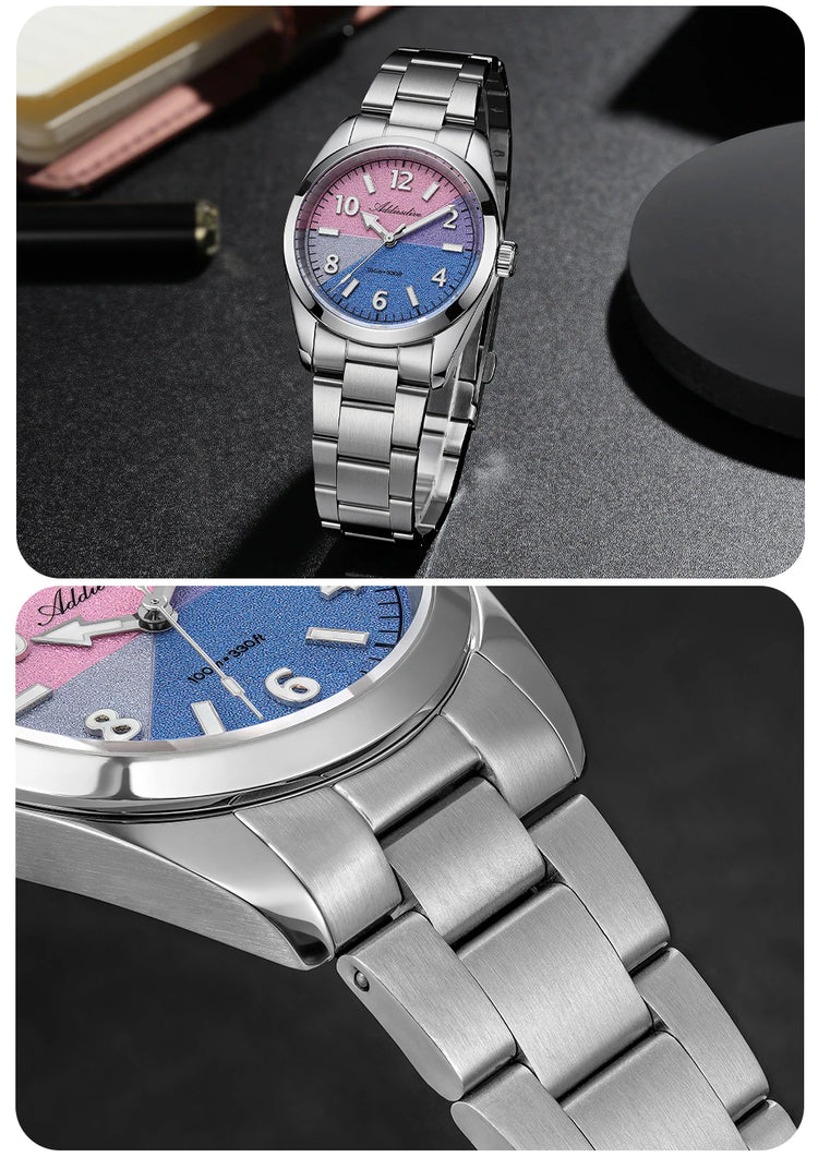 ADDIESDIVE Watch Men 2026 New 36mm Quartz Wristwatch AD2555 Sapphire 100m Waterproof BGW9 Luminous 316L Stainless Steel Watches