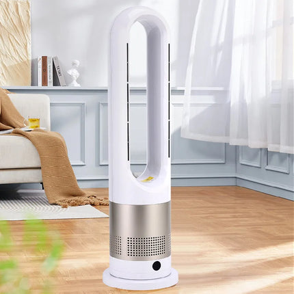 Ventilatore a torre elettrico senza lama con riscaldatore per condizionatore d'aria in piedi con raffreddamento ad aria fredda e calda con telecomando timer