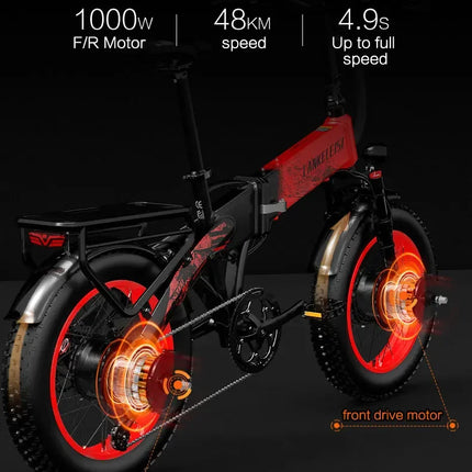 LANKELEISI X2000MAX E-Bicicletta per adulti 2000W 48V20AH City Ebicycle Pneumatico da 20 pollici Non pieghevole Strumento LCD Bicicletta elettrica