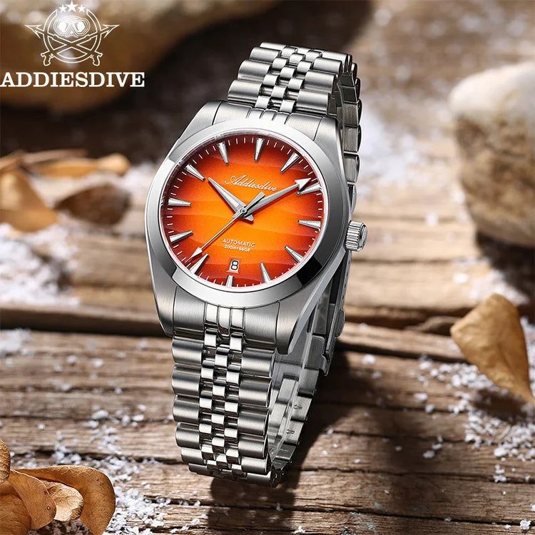 ADDIESDVIE Men Watch Desert Texture BGW9 Super Luminous 316L Steel 20Bar Diving AD2540 8215 Movement Mechanical Automatic Watch