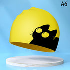Cuffia da nuoto per gatti carini per orecchie a pelo lungo Proteggi i bambini Cuffia da piscina in silicone elastico impermeabile per bambini Cuffia da bagno Cappello da sub