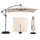 Ombrellone da patio a braccio laterale 8x8 piedi quadrati con LED solari e rotazione a 360° °   Rotazione-Beige