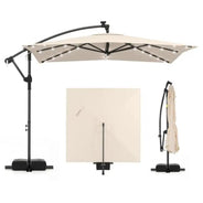 Ombrellone da patio a braccio laterale 8x8 piedi quadrati con LED solari e rotazione a 360° °   Rotazione-Beige