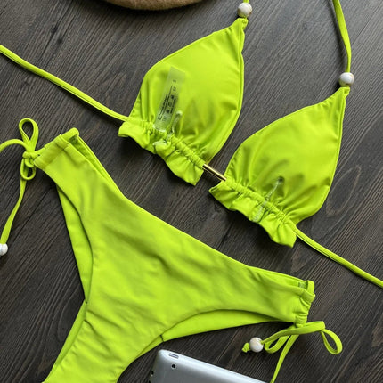 RUOTONGSEPT 2025 Nuovo Sexy Costume da Bagno Triangolare in 13 Colori per Donne, Bikini Brasiliano, Costume Push-Up, Set Bikini da Spiaggia platinumshop