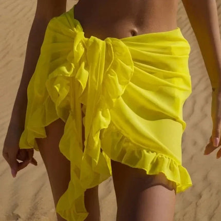 Costumi da bagno Avvolge Bikini Cover Up Abito con nappe Bikini Estate Maglia Mini gonna con volant per le donne Gonna da bagno caramelle Costume da bagno per ragazze platinumshop