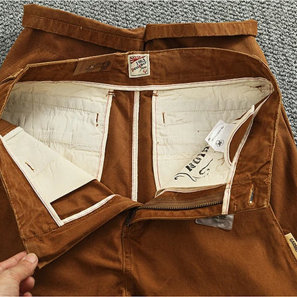 Spring And Autumn New American Retro 100% Cotton Multi-pocketed Washed Old Straight Casual Pants Loose Fashion Cargo Trousers