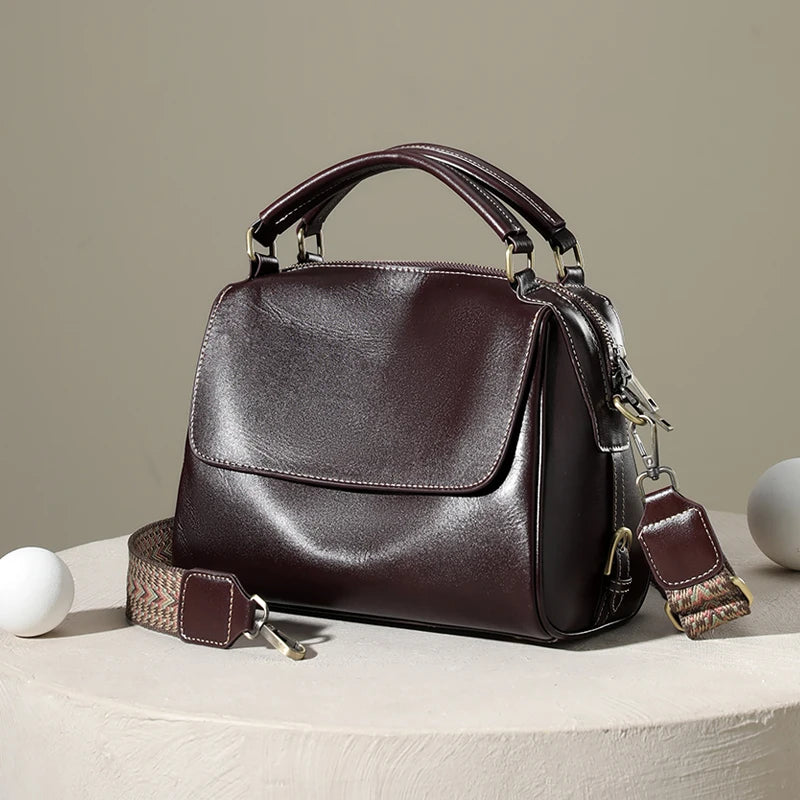 Women's Vintage Genuine Leather Handbags. Top grain cowhide leather, Single shoulder cross body bags,Luxury Designer Handbags