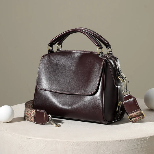 Women's Vintage Genuine Leather Handbags. Top grain cowhide leather, Single shoulder cross body bags,Luxury Designer Handbags