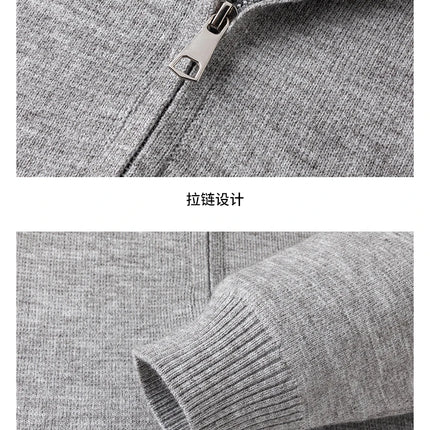 High End Men's Knitted Cardigan Autumn Winter Round Neck Zipper Casual Luxury Brand Classic Trendy Striped Korean Simple Sweater