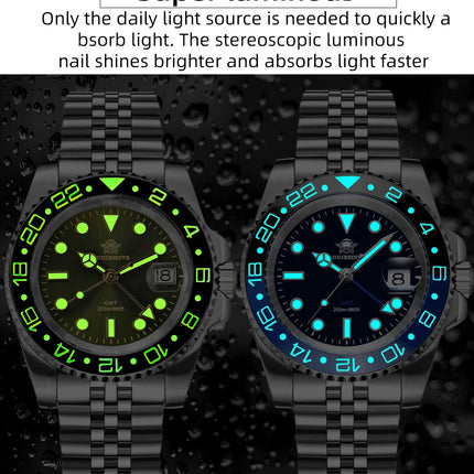 ADDIESDIVE 40mm GMT Watch Men Top Brand Quartz Wristwatch Luxury Ceramic Bezel 20Bar Diving Waterproof Luminous Watch AD2050