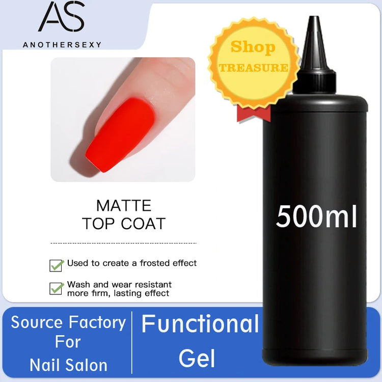 AS 500ml High Quality Nail Art Soak Off UV/LED No Wipe Top Coat Gel Polish Base Coat Without Sticky Layer Tempered TopCoat