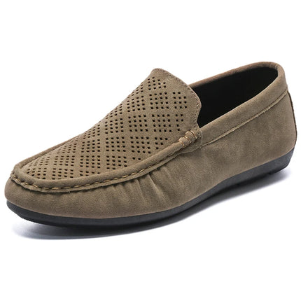 STRONGSHEN scarpe da uomo Casual Luxury Brand Slip on mocassini vuoti in pelle scamosciata mocassini da uomo estate traspirante scarpe da guida da uomo italiane