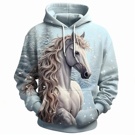 Horse Animal Graphic 3D Print Hoodies Men Women Hooded Sweatshirts Oversized Harajuku Pullover Tracksuit Coat Man Clothing