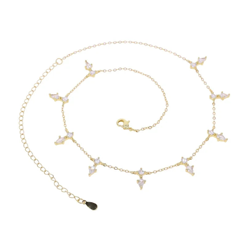 5A Goccia Cubic Zirconia CZ Collana a spina di pesce per le donne Catena color oro Girocollo Gioielli di moda con maglie a catena a serpente geometrico