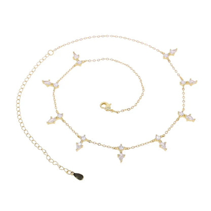 5A Goccia Cubic Zirconia CZ Collana a spina di pesce per le donne Catena color oro Girocollo Gioielli di moda con maglie a catena a serpente geometrico