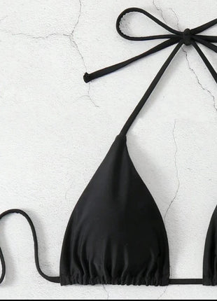 Costume da bagno bikini a perizoma da donna sexy, tinta unita bianco/nero/caffè, con laccetti, stile brasiliano, nuovo, in doppio tessuto, per la spiaggia platinumshop