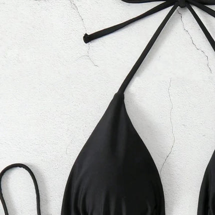 Costume da bagno bikini a perizoma da donna sexy, tinta unita bianco/nero/caffè, con laccetti, stile brasiliano, nuovo, in doppio tessuto, per la spiaggia platinumshop