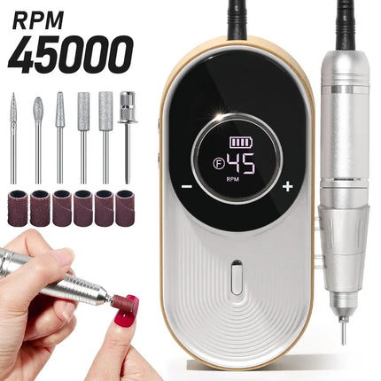 Wireless Portable Rechargeable Electric Nail Polishing Machine New Cordless Nail Surface Polisher Gel Nail Remover Professional Home Salon Manicure Pedicure Care Tool For DIY Nail Art Design