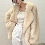 ZADORIN Winter Faux Mink Coat Lapel Mid Long Loose Faux Fur Coat Woman Clothes Luxury Fluffy Jacket Fur Cardigans Ladies Coats
