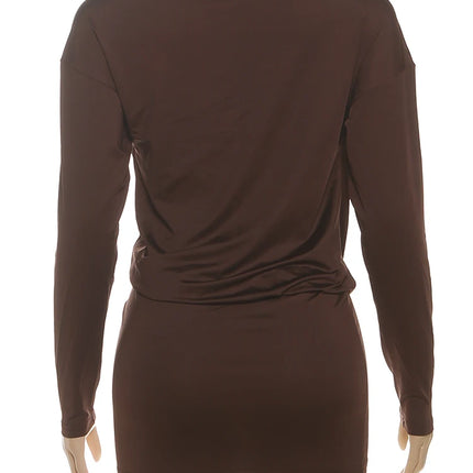 Sisterlinda Women's Deep V Neck Elegant Mini Dress Long Sleeve Skinny Hip Peach Midnight Club Party Fashion Sexy Bodycon Solid