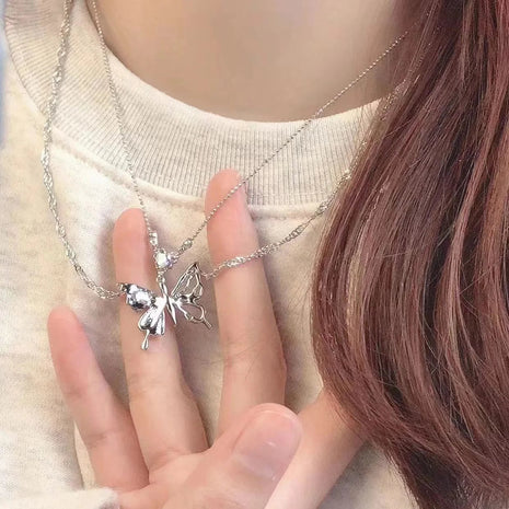 Silver Butterfly Necklace Women Crystal Zircon Pendant Necklace for Women Girl Crystal Chain Necklace Party Jewelry PlatiNum