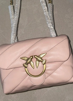 Nuova Borsa a Tracolla/Crossbody da Donna 2026 Ispirata a Pinko in Tweed con Cigno, in Vera Pelle