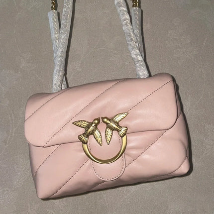 Nuova Borsa a Tracolla/Crossbody da Donna 2026 Ispirata a Pinko in Tweed con Cigno, in Vera Pelle