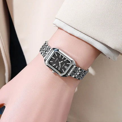 2025 Orologio da polso con cinturino in acciaio inossidabile di marca calda Orologio da polso al quarzo regalo di lusso da donna Orologio da polso al quarzo quadrato semplice moda studente platinumshop