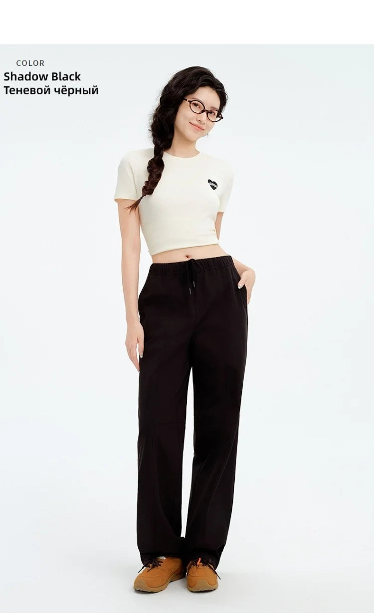 Metersbonwe Women's Cargo Jogger Pants Loose Fit Drawstring Elastic Waist Streetwear Casual Trousers Trendy Tapered Sweatpants