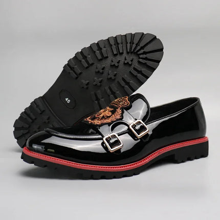 Scarpe in pelle di lusso per uomo Moda ricamo Uomo Scarpe da monaco stile britannico Mocassini di alta qualità Scarpe da uomo d'affari casual 2025