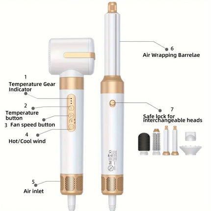 7 in 1 Hair dryer Professional Negative Ion curling Iron Hair Straightener Brushless Motor High Speed Hair Dryer Hot Comb Set