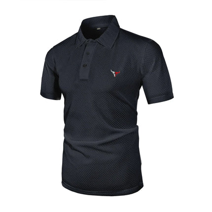 Men's Short Sleeve Summer T-Shirt with Ice Silk Lapel, Men's Top
