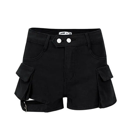 High Waisted Cargo Shorts Chic Khaki Denim Shorts with Pockets Sexy Girl Summer Outfits for Women