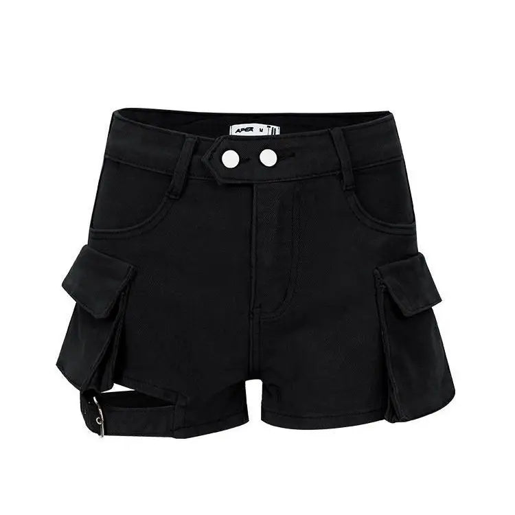 Pantaloncini cargo a vita alta Pantaloncini jeans con tasche chic kaki Abiti estivi per ragazza sexy per donna