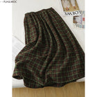 Art Mori Girls Woolen Skirts New 2025 Autumn Winter Basics Woman Cute Sweet Japanese Preppy Style Retro Vintage Long Plaid Skirt PlatiNum